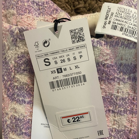 Zara Tweed Corset Bustier Crop Top Strapless Sweetheart Neckline Small NWT - Picture 8 of 10